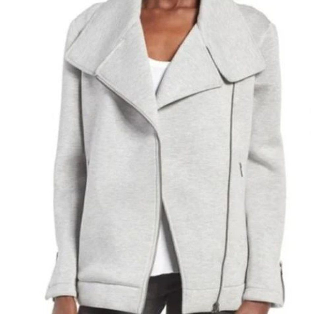 Leith Asymmetrical Zip Up Scuba Collared Jacket Sz XS